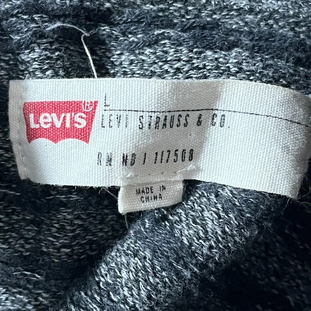 Levis Sweater Mens Large‎ Gray Fair Isle Birds Eye Shawl-Collar Preppy Academia